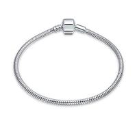 Bling Jewelry Personalize Initial Alphabet A-Z Starter Snake Chain Bracelet For Women Teen Barrel Clasp Fits European Charm Bracelet .925 Sterling Silver 8 Inch Customizable