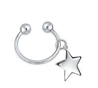 Personalize Unisex Star Tag ID Keychain Ball Screw Tip Horseshoe Key Ring Graduation .925 Sterling Silver Customizable