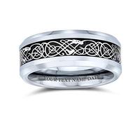 Bling Jewelry Personalized Celtic Knot Dragon Inlay Couples Titanium Wedding Band Rings For Men Women Comfort Fit 8MM Custom Engraved