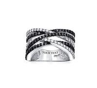 Bling Jewelry Personalized Crossover Criss Cross Two Tone Brown Pave AAA CZ Band Ring For Women Rose Silver Plated Custom Engraved