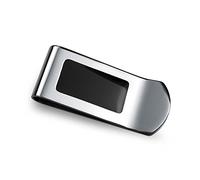 Bling Jewelry Personalized Customizable Two Tone Black Enamel Inlay Large Wide Strong Men Money Clip Card Holder Gift Father Silver Tone Stainless Steel
