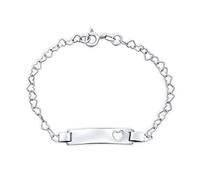 Bling Jewelry Personalized Delicate Petite Name Bar Plated Engrave Heart ID Identification Bracelet For Women Teen .925 Silver Sterling For Small Wrists 6 Inch Customizable