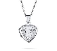 Bling Jewelry Personalized Engrave Delicate Medium Vintage Style carved Floral Flower Photo Heart Shape Lockets For Women That Hold Pictures .925 Silver Locket Necklace Pendant Customizable