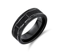 Bling Jewelry Personalized Engrave Mens Mechanic Car Racer Wide Tread Tire Band Ring For Men For Bikers Matte Black Titanium 8MM