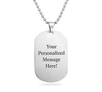 Bling Jewelry Personalized Freemasons Masonic Compass Dog Tag Black Blue Silver Pendant Necklace Stainless Steel Custom Engraved
