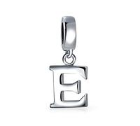 Bling Jewelry Personalized Gift Block Letter E Alphabet Initial Dangle Charm Bead Sterling Silver For European Bracelet Custom Engraved