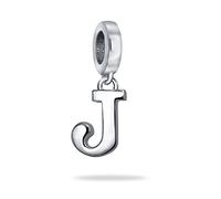 Bling Jewelry Personalized Gift Block Letter J Alphabet Initial Dangle Charm Bead For Women For Teen .925 Sterling Silver For European Bracelet
