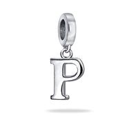 Bling Jewelry Personalized Gift Block Letter P Alphabet Initial Dangle Charm Bead For Women For Teen .925 Sterling Silver For European Bracelet