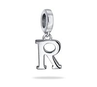 Bling Jewelry Personalized Gift Block Letter R Alphabet Initial Dangle Charm Bead For Women For Teen .925 Sterling Silver For European Bracelet