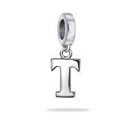 Bling Jewelry Personalized Gift Block Letter T Alphabet Initial Dangle Charm Bead For Women For Teen .925 Sterling Silver For European Bracelet