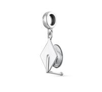 Bling Jewelry Personalized Graduate Trencher Graduation Cap Engravable Dangle Bead Charm .925 Sterling Silver Fits European Bracelet