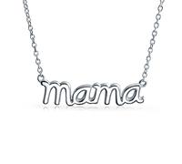 Bling Jewelry Personalized Name Plated Talk Station Pendant MAMA Word Necklace For Mother For Women Polished .925 Sterling Silver