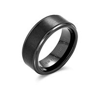 Bling Jewelry Personalized Plain Simple Black Matte Couples Titanium Wedding Band Ring For Men For Women 8MM Custom Engraved