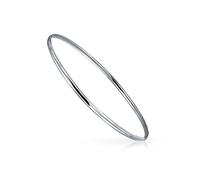 Bling Jewelry Personalized Plain Simple Dome Edge Layering Stacking Thin 2MM Shinny .925 Sterling Silver Bangle Bracelet For Women Teen Customizable