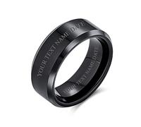 Bling Jewelry Personalized Simple Beveled Edge Couples Titanium Wedding Band Ring For Men For Women Comfort Fit 8MM Custom Engraved