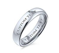 Bling Jewelry Personalized Simple Dome Couples Titanium Wedding Band Polished Ring For Men For Women Comfort Fit 5MM Custom Engraved