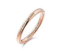 Bling Jewelry Personalized Thin Minimalist Titanium Wedding Band Polished Rose Gold Plated Ring For Men Women 2MM Custom Engraved