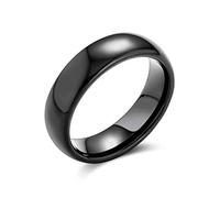 Bling Jewelry Plain Simple Dome Black Couples Titanium Wedding Band Ring For Men For Women Comfort Fit 6MM