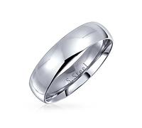 Bling Jewelry Plain Simple Dome Couples Ring Wedding Band For Women For Men Polished Silver Tone Stainless Steel 5MM