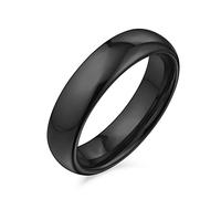 Bling Jewelry Plain Simple Dome Couples Titanium Wedding Band Polished Ring For Men For Women Comfort Fit Black Tone 5MM