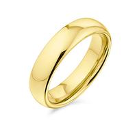 Bling Jewelry Plain Simple Dome Couples Titanium Wedding Band Polished Ring For Men For Women Comfort Fit Gold Tone 5MM