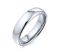 Bling Jewelry Plain Simple Dome Couples Titanium Wedding Band Polished Ring For Men For Women Comfort Fit Silver Tone 5MM