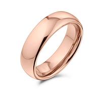 Bling Jewelry Plain Simple Dome Couples Titanium Wedding Band Rose Gold Plated Ring For Men For Women Comfort Fit 6MM
