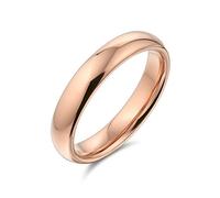 Bling Jewelry Plain Simple Thin Dome Couples Titanium Wedding Band Polished Rose Gold Plated Ring For Men For Women Comfort Fit 4MM