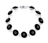 Bling Jewelry Protection Good Luck Amulet Turkish Glass Bead Evil Eye Bracelet For Women Teen .925 Sterling Silver Black White 7.5 Inch