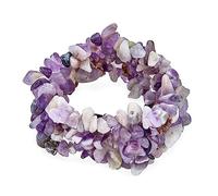 Bling Jewelry Purple Amethyst Crystal Chip Stone Wide Chunky Cluster Multi Strand Stretch Statement Bracelet For Women