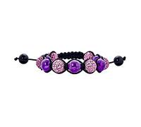 Bling Jewelry Purple Pave Crystal Ball Amethyst Beads Shamballa Inspired Bracelet For Men For Women Black Cord String Adjustable