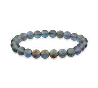 Bling Jewelry Rainbow Iridescent Created Blue Moonstone Round Bead 8MM Stacking Strand Stretch Bracelet For Women Men Teen Unisex