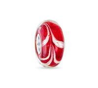 Bling Jewelry Red White Vine Murano Glass .925 Sterling Silver Core Spacer Scroll Charm Bead For Women For Teen Fits European Bracelet