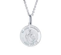 Bling Jewelry Religious Medal Saint Jude Thaddeus Pendant Necklace -Symbol of Hope for Men and Women - Genuine .925 Sterling Silver