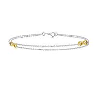 Bling Jewelry Romantic 2 in 1 Set Double Chain Two Tone Infinity Love Knot Anklet Ankle Bracelet For Women Teens .925 Sterling Silver 9 Inch