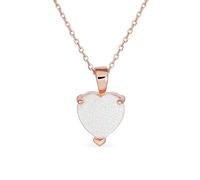 Bling Jewelry Romantic Bridal Danity Opulence Gemstone Solitaire White Prong Set Created Opal Heart Shape Pendant Necklace For Women Rose Gold Plated .925 Sterling Silver October Birthstone
