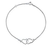 Bling Jewelry Romantic Open Interlocking Hearts Anklet Ankle Bracelet For Women .925 Sterling Silver Adjustable 9 To 10 Inch With Extender