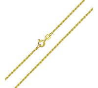 Bling Jewelry Rope Chain Link Necklace 030 Gauge .925 Sterling Silver Gold Plated Thin High Polish Made in Italy, 16.0 Inches