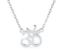 Bling Jewelry Sanskrit Symbol Yoga Spiritual Harmony Aum Om Ohm Pendant Station Necklace For Women .925 Sterling Silver 16 Inch