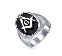 Bling Jewelry Secret Society Square Compass Black Oval Mens Signet Freemason Masonic Ring For Men Silver Tone Stainless Steel