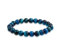 Bling Jewelry Semi Precious Gemstone Azure Sky Blue Tiger-Eye Round Bead 8MM Stack Stretch Bracelet For Women Men Teen Unisex Strand