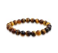 Bling Jewelry Semi Precious Gemstone Brown Tiger-Eye Round Bead 8MM Stacking Stretch Bracelet For Women Men Teen Unisex Single Strand