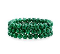 Bling Jewelry Semi Precious Green Synthetic Malachite Round Bead 8MM Stacking Stretch Bracelet For Women Men Teen Unisex Single Strand