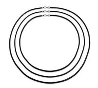 Bling Jewelry Set of 3 Genuine Smooth Black Leather Cord Necklace For Men For Women Teen .925 Sterling Silver Clasp 16 20 24 Inch
