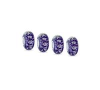 Bling Jewelry Set of Four Murano Glass .925 Sterling Silver Core Ocean Blue Bubble Spacer Charm Bead Fits European Bracelet For Women Teen