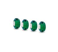 Bling Jewelry Set of Four Murano Glass .925 Sterling Silver Core Teal Blue Green Bubble Spacer Charm Bead Fits European Bracelet For Women Teen