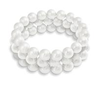 Bling Jewelry Set of Three Classic Fashion Simple Ball Stackable Single Strand Stretch White Simulated Pearl Bracelet For Women Teen 8MM