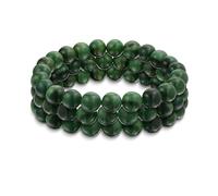 Bling Jewelry Set of Three Gemstone Semi Precious Green African Jade Round Bead Ball 8MM Stacking Stretch Bracelet For Women Men Teen Unisex Strand