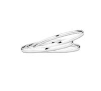 Bling Jewelry Set of Three Personalized Unisex Stackable 5MM Round Domed Polished Bangle Bracelet Silver Tone Stainless Steel For Men Women Teen 8 Inch Customizable