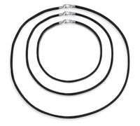 Bling Jewelry Set Of Three Soft Thin Satin Black Silk Cord Strand Necklace For Pendant Layering Women Men Teen .925 Sterling Silver Lobster Claw Clasp14 18 24 Inch